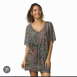 Prana Swim Cover-Up Blue Tan Size Small